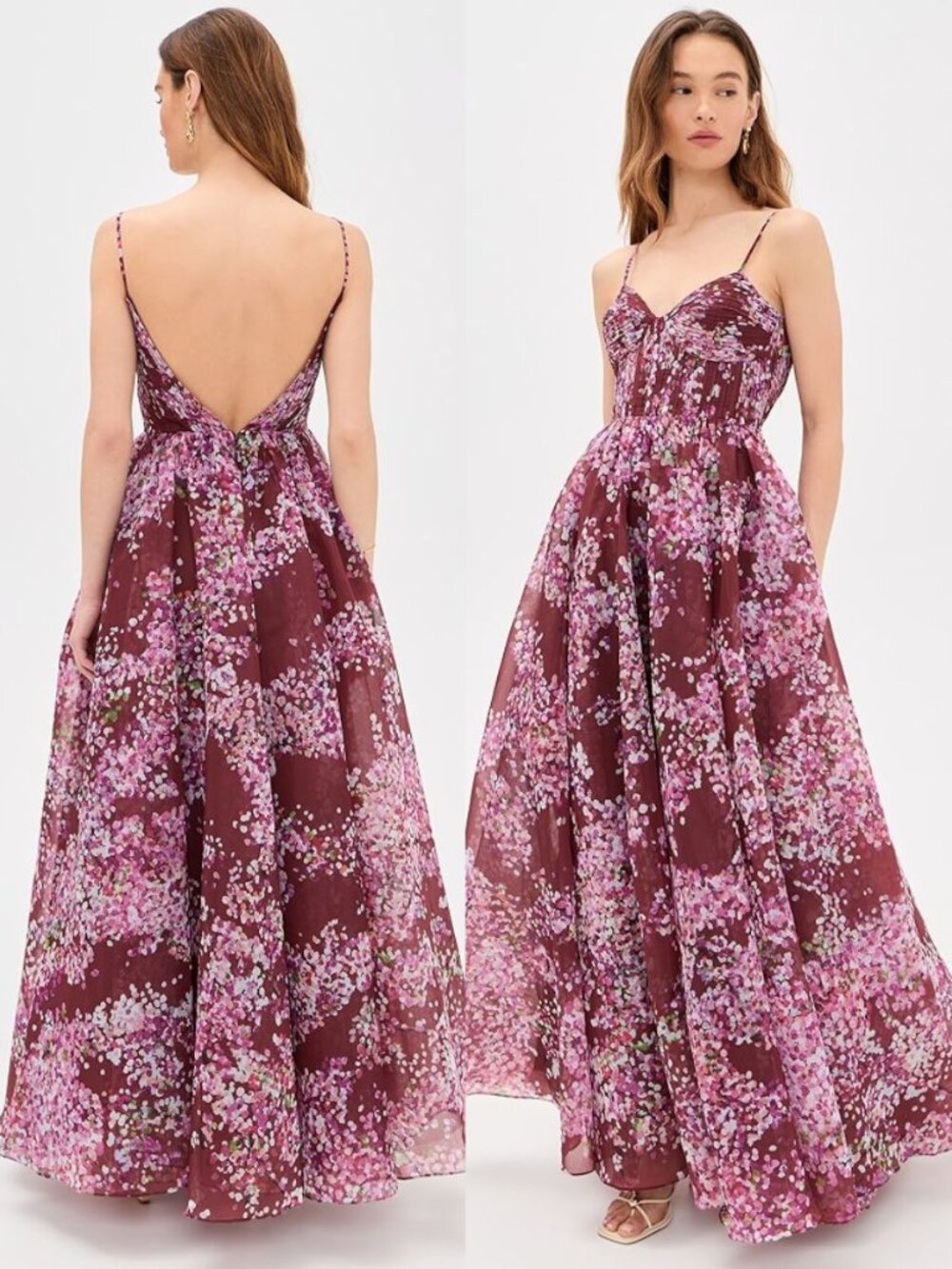 Aje Fortuna Maxi Gown Flora Blossom Pink Red Floral‎ Corset NWT Size AU 8 US 4